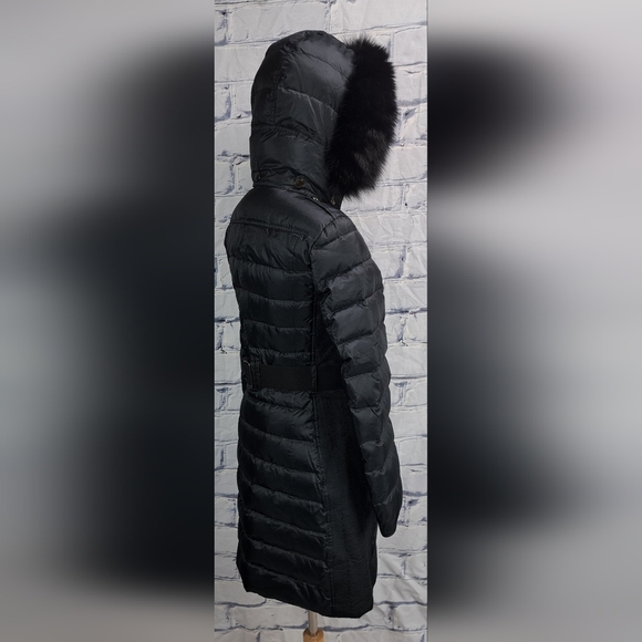 NWT Burberry Abbeydale Winter Jacket Parka Duck Down Blue Fox Fur Hoodie 4 US - Picture 13 of 16